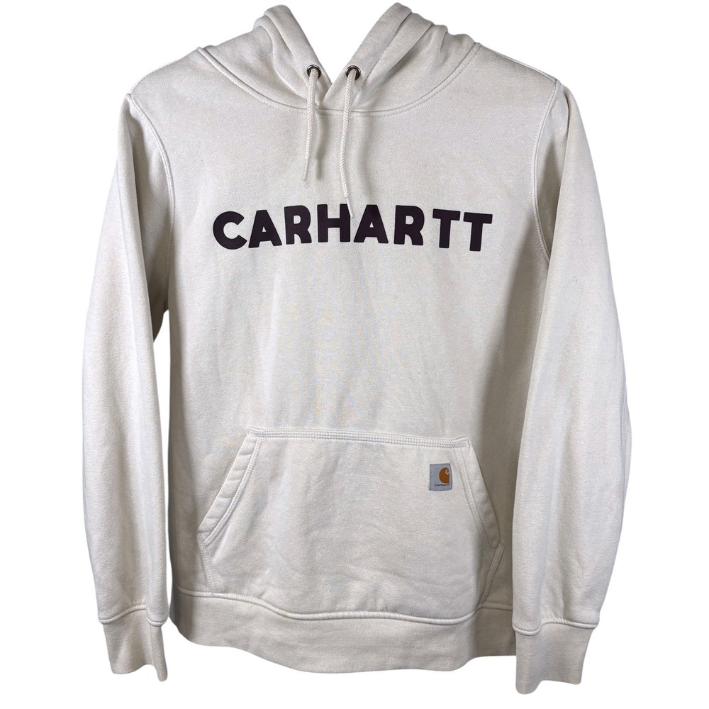 Carhartt Womens Relaxed Fit‎ Logo Hoodie Cream Off-White XL 16-18